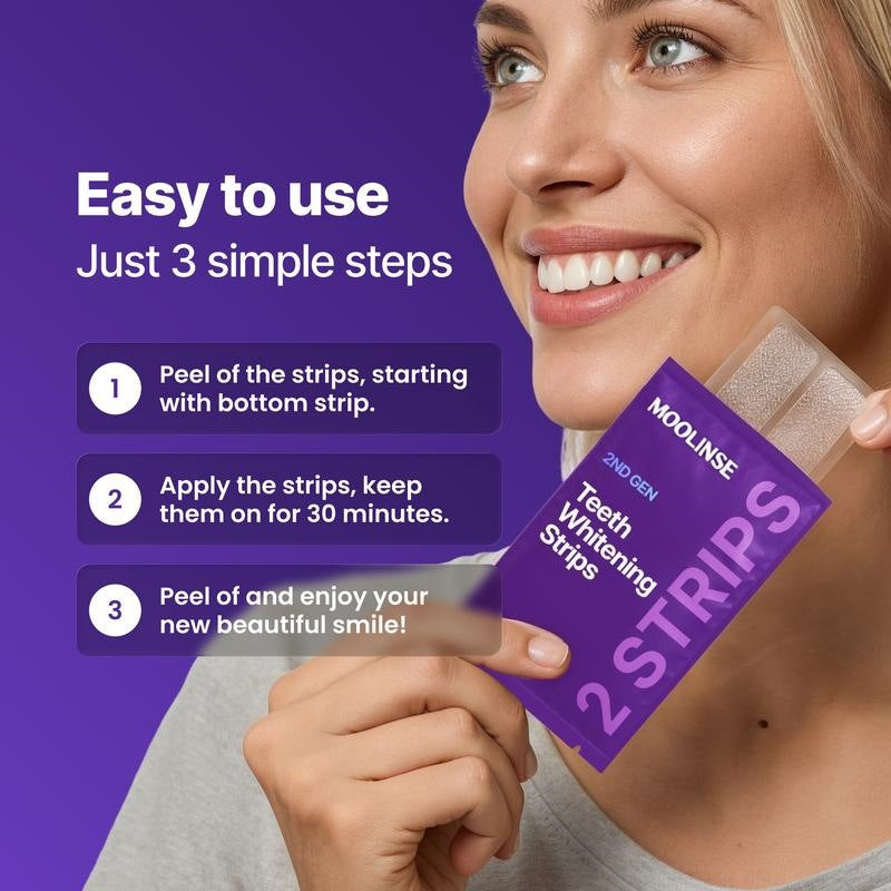 💎V34 Whitening Strips-Purple Tooth Whitening, Tooth Stain Treatment, Combining Whitening and Colour Correction