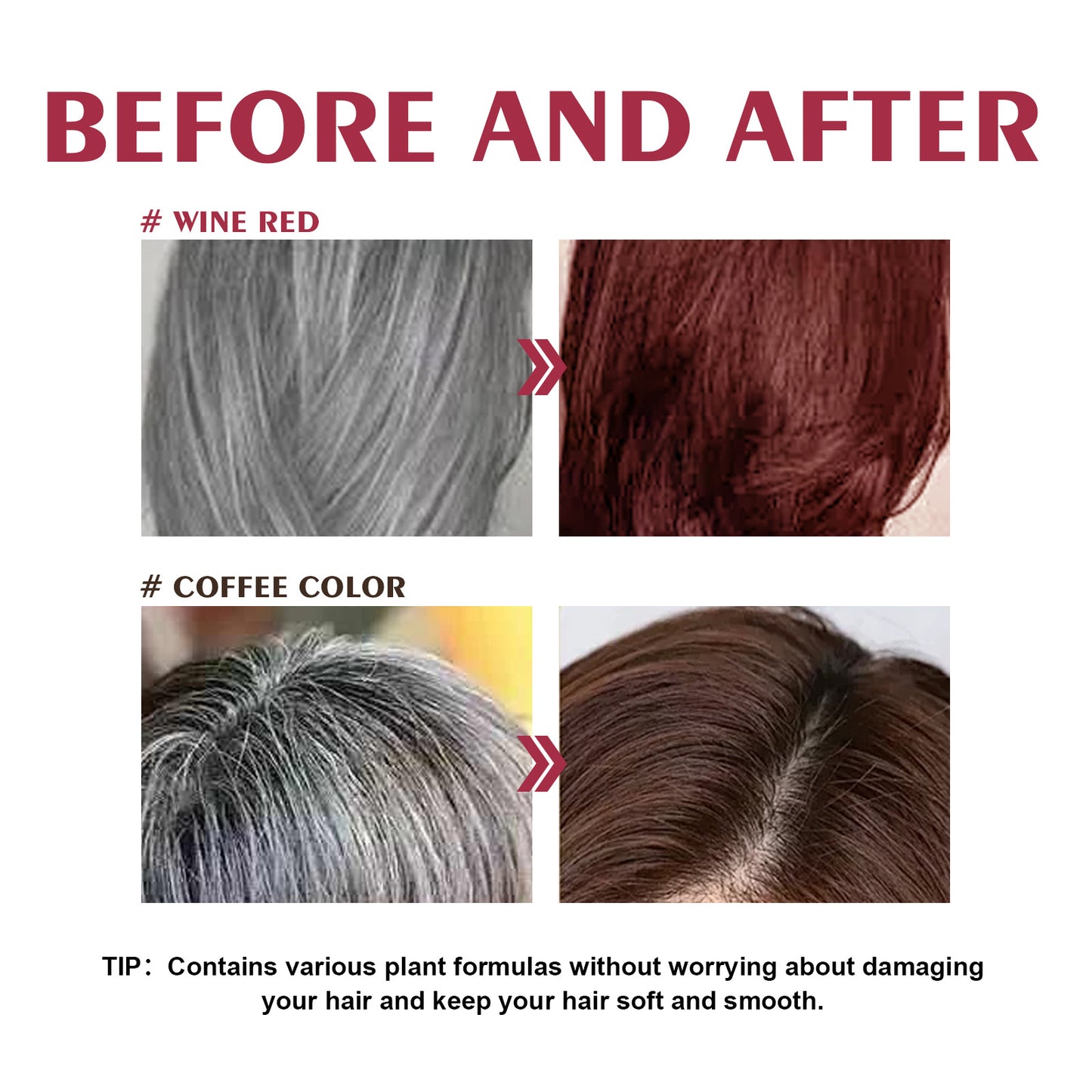 3 in 1 Black Hair Dye Shampoo - Herbal Ingredients Can cover gray hairs, Contains Ginseng Extract, Natural Haircoloring