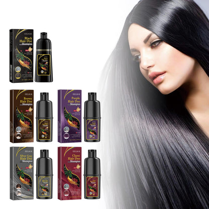 3 in 1 Black Hair Dye Shampoo - Herbal Ingredients Can cover gray hairs, Contains Ginseng Extract, Natural Haircoloring