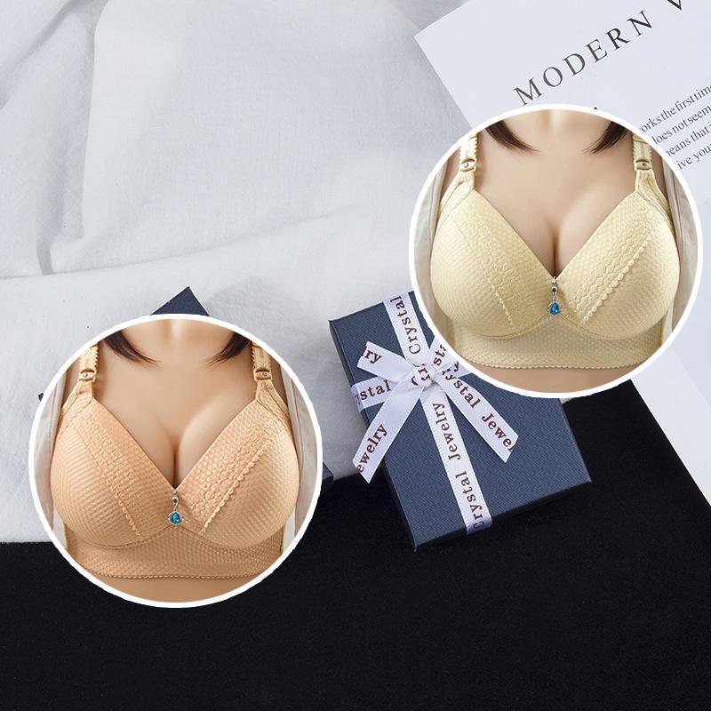 2024 WOMEN BACK BUCKLE COTTON BRAS WIRE FREE PLUS SIZE SHOULDER STRAPS BRASIERES COMFORT