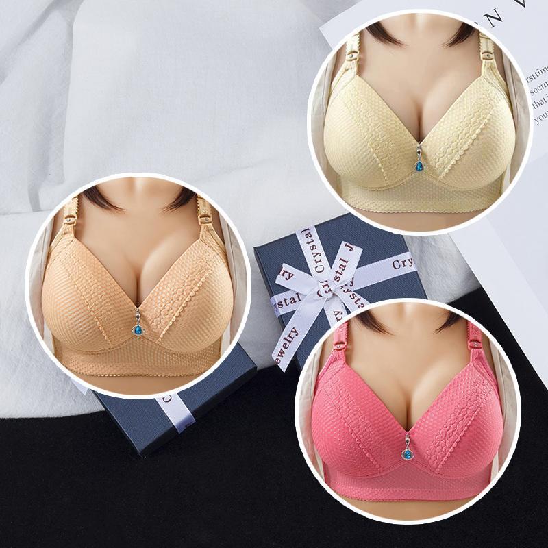 2024 WOMEN BACK BUCKLE COTTON BRAS WIRE FREE PLUS SIZE SHOULDER STRAPS BRASIERES COMFORT