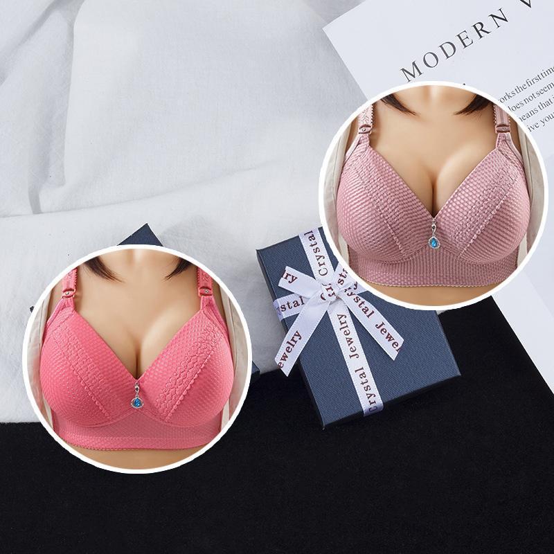 2024 WOMEN BACK BUCKLE COTTON BRAS WIRE FREE PLUS SIZE SHOULDER STRAPS BRASIERES COMFORT