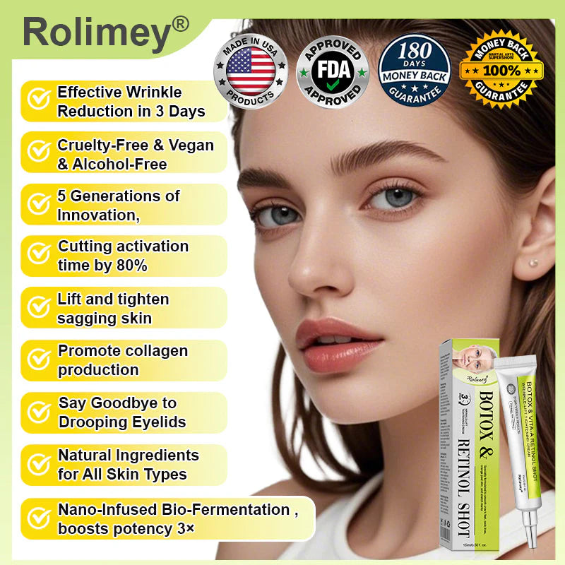 ❤️Rolimey® Botox & Vita-A Retinol Shot Wrinkle💫-Lift Tightening cream - Last Day Promotion 50% OFF