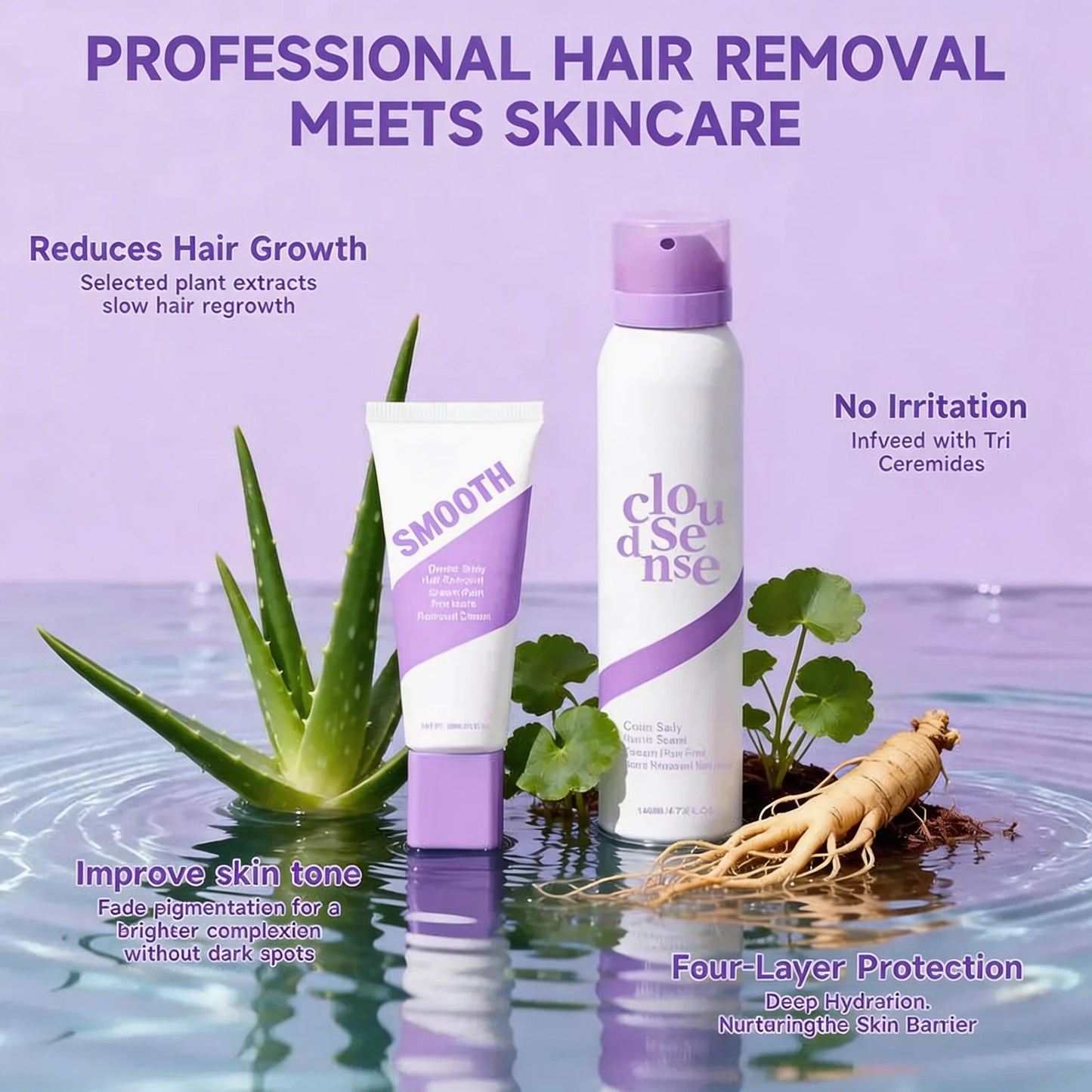 ❤️Limited Sale 50% OFF✨Gentle & Fast-Acting Hair Removal Cream with Aloe + Hyaluronic Acid