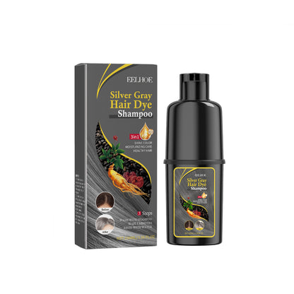 3 in 1 Black Hair Dye Shampoo - Herbal Ingredients Can cover gray hairs, Contains Ginseng Extract, Natural Haircoloring