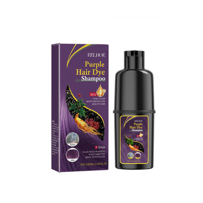 3 in 1 Black Hair Dye Shampoo - Herbal Ingredients Can cover gray hairs, Contains Ginseng Extract, Natural Haircoloring