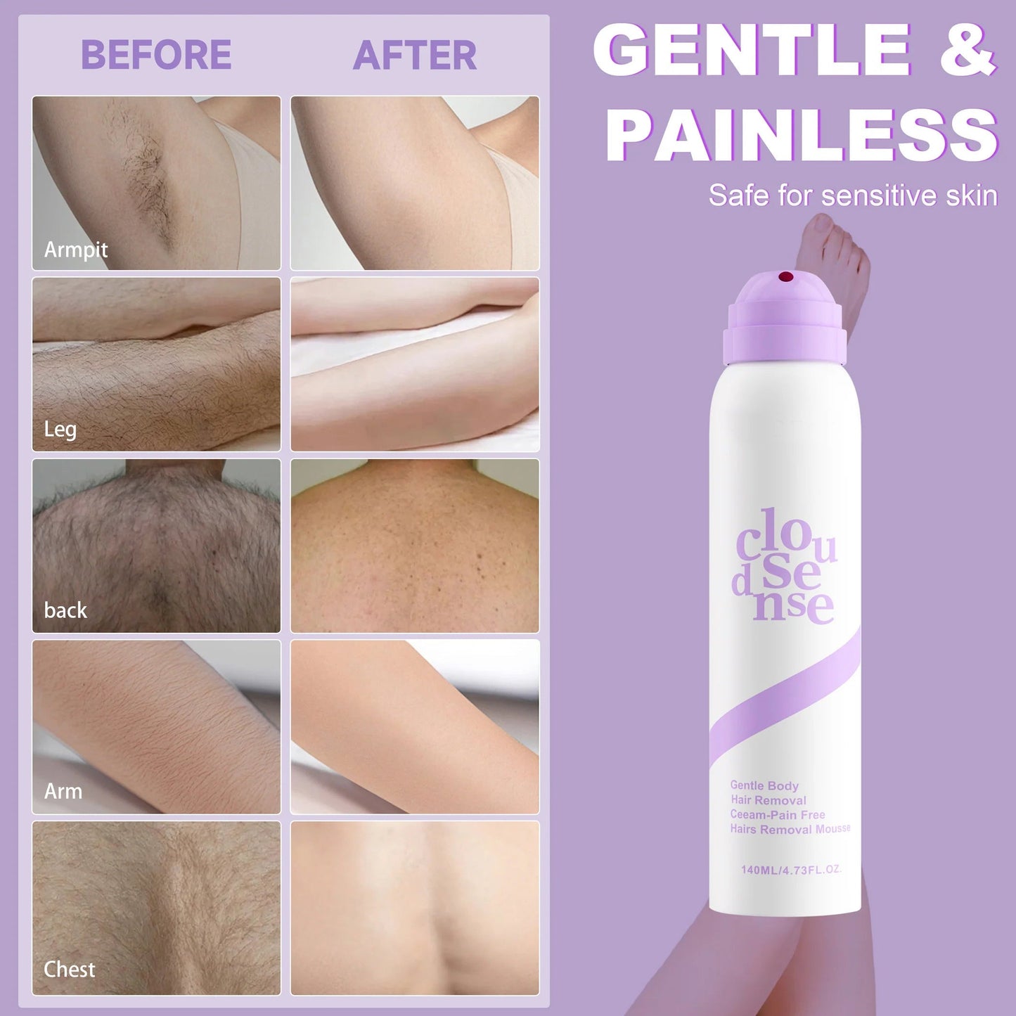 ❤️Limited Sale 50% OFF✨Gentle & Fast-Acting Hair Removal Cream with Aloe + Hyaluronic Acid
